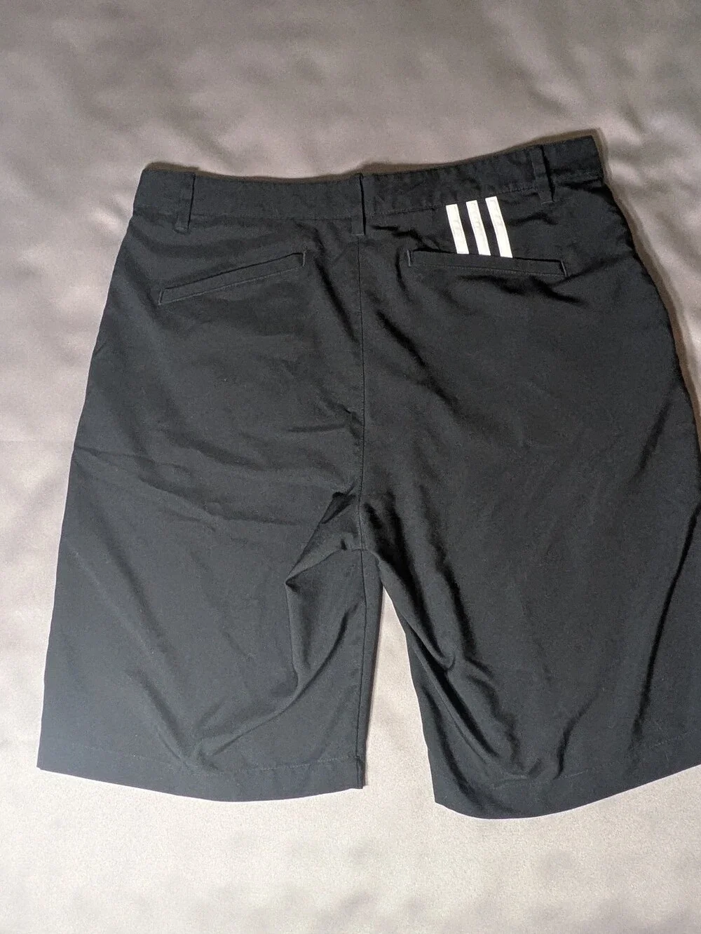 adidas Black Men's Chino-Style Athletic Shorts with White Three-Stripe Accent